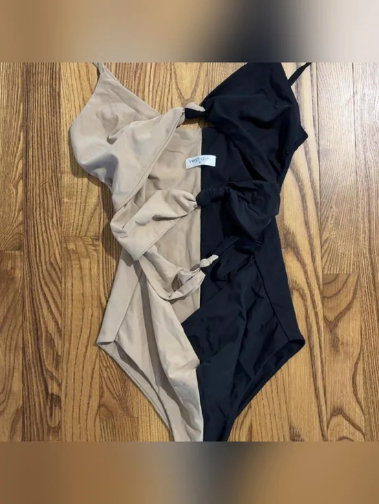 Vestique Black and Tan One Piece Swimsuit - Picture 2 of 3